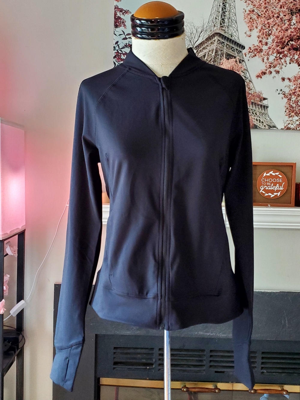 Yogalicious Black Hooded Zip Bomber Jacket